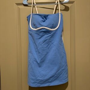 ALO Yoga Blue Tank Dress with Cream Trim